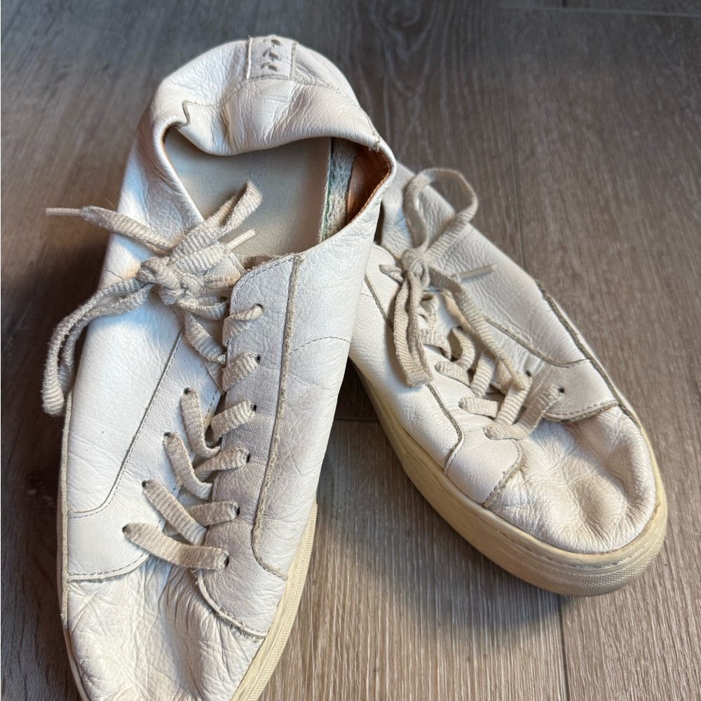 Soludos Cream Leather Sneakers